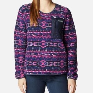 Columbia Women's West Bend Fleece Crew Pullover Sherpa Dark Sapphire Small NWT